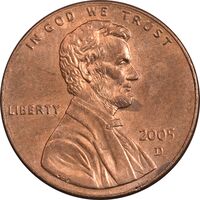 سکه 1 سنت 2005D لینکلن - MS63 - آمریکا