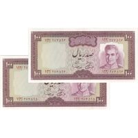 اسکناس 100 ریال (آموزگار - سمیعی) نوشته سیاه - جفت - UNC62 - محمد رضا شاه