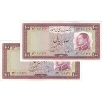 اسکناس 100 ریال 1333 - جفت - UNC62 - محمد رضا شاه