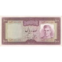 اسکناس 100 ریال (آموزگار - سمیعی) نوشته سیاه - تک - AU55 - محمد رضا شاه