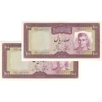 اسکناس 100 ریال (آموزگار - جهانشاهی) - جفت - UNC63 - محمد رضا شاه