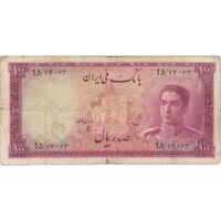 اسکناس 100 ریال سری سوم - تک - VF20 - محمد رضا شاه