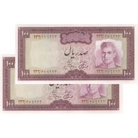 اسکناس 100 ریال (آموزگار - جهانشاهی) - جفت - UNC62 - محمد رضا شاه