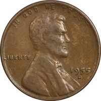 سکه 1 سنت 1955D لینکلن - VF35 - آمریکا