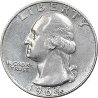 سکه کوارتر دلار 1964D واشنگتن - AU50 - آمریکا