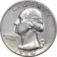 سکه کوارتر دلار 1964 واشنگتن - EF45 - آمریکا