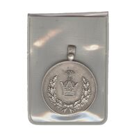 مدال نقره خدمت (دو رو تاج) - ضرب SPORRONG (با کاور فابریک) - رضا شاه