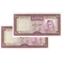 اسکناس 100 ریال (آموزگار - جهانشاهی) - جفت - UNC63 - محمد رضا شاه