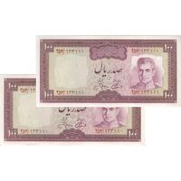 اسکناس 100 ریال (آموزگار - جهانشاهی) - جفت - AU58 - محمد رضا شاه
