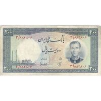 اسکناس 200 ریال 1337 - تک - VF35 - محمد رضا شاه
