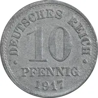 سکه 10 فینیگ 1917 ویلهلم دوم - EF40 - آلمان