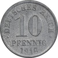سکه 10 فینیگ 1918 ویلهلم دوم - VF35 - آلمان