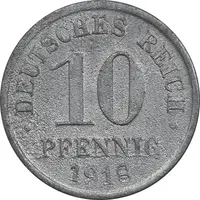 سکه 10 فینیگ 1918 ویلهلم دوم - VF35 - آلمان