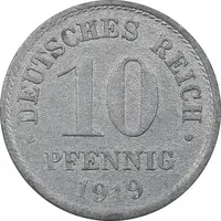 سکه 10 فینیگ 1919 ویلهلم دوم - EF40 - آلمان