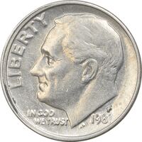 سکه 1 دایم 1981P روزولت - MS61 - آمریکا