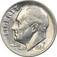 سکه 1 دایم 1984P روزولت - MS61 - آمریکا