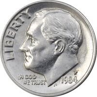 سکه 1 دایم 1984P روزولت - MS62 - آمریکا