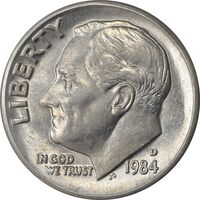 سکه 1 دایم 1984D روزولت - MS61 - آمریکا