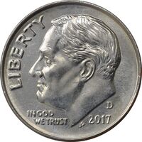 سکه 1 دایم 2017D روزولت - MS63 - آمریکا