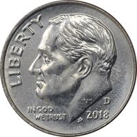 سکه 1 دایم 2018D روزولت - MS62 - آمریکا