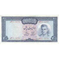 اسکناس 200 ریال (آموزگار - فرمان فرماییان) نوشته سیاه - تک - AU58 - محمد رضا شاه