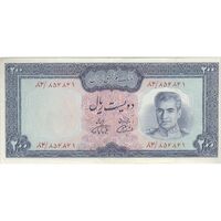 اسکناس 200 ریال (آموزگار - فرمان فرماییان) نوشته سیاه - تک - EF40 - محمد رضا شاه