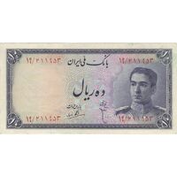 اسکناس 10 ریال سری سوم - تک - EF40 - محمد رضا شاه