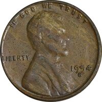 سکه 1 سنت 1954S لینکلن - VF35 - آمریکا