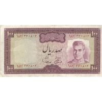 اسکناس 100 ریال (آموزگار - سمیعی) نوشته سیاه - تک - VF30 - محمد رضا شاه