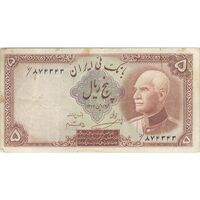 اسکناس 5 ریال پشت فارسی (مهر 1321) - تک - VF30 - رضا شاه