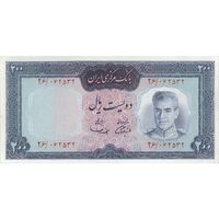 اسکناس 200 ریال (آموزگار - سمیعی) نوشته قرمز - تک - AU58 - محمد رضا شاه