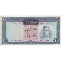 اسکناس 200 ریال (آموزگار - فرمان فرماییان) نوشته قرمز - تک - VF25 - محمد رضا شاه