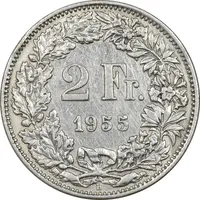سکه 2 فرانک 1955 دولت فدرال - EF45 - سوئیس