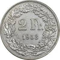 سکه 2 فرانک 1953 دولت فدرال - EF40 - سوئیس