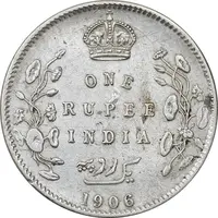 سکه 1 روپیه 1906 ادوارد هفتم - VF35 - هند