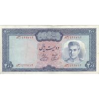 اسکناس 200 ریال (آموزگار - فرمان فرماییان) نوشته سیاه - تک - VF35 - محمد رضا شاه