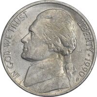 سکه 5 سنت 1990P جفرسون - EF45 - آمریکا