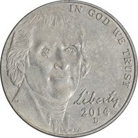 سکه 5 سنت 2014D جفرسون - EF45 - آمریکا