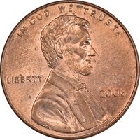 سکه 1 سنت 2008 لینکلن - MS63 - آمریکا