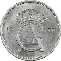 سکه 50 اوره 1973 گوستاو ششم - AU58 - سوئد