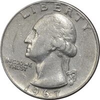 سکه کوارتر دلار 1967 واشنگتن - EF40 - آمریکا