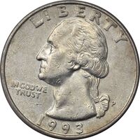 سکه کوارتر دلار 1993P واشنگتن - VF35 - آمریکا