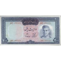 اسکناس 200 ریال (آموزگار - سمیعی) نوشته قرمز - تک - EF45 - محمد رضا شاه