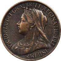سکه 1 فارتینگ 1901 ویکتوریا - EF45 - انگلستان
