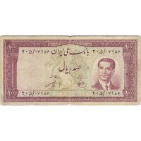 اسکناس 100 ریال کراواتی 1330 - تک - F15 - محمد رضا شاه