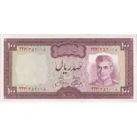 اسکناس 100 ریال (آموزگار - جهانشاهی) - تک - UNC63 - محمد رضا شاه