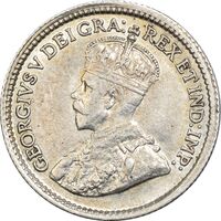 سکه 5 سنت 1914 جرج پنجم - AU55 - کانادا