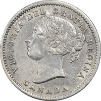 سکه 10 سنت 1858 ویکتوریا - AU50 - کانادا