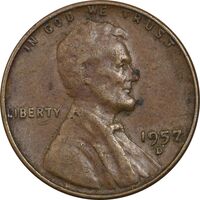 سکه 1 سنت 1957D لینکلن - EF40 - آمریکا