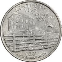 سکه کوارتر دلار 2001P ایالتی (کنتاکی) - AU - آمریکا